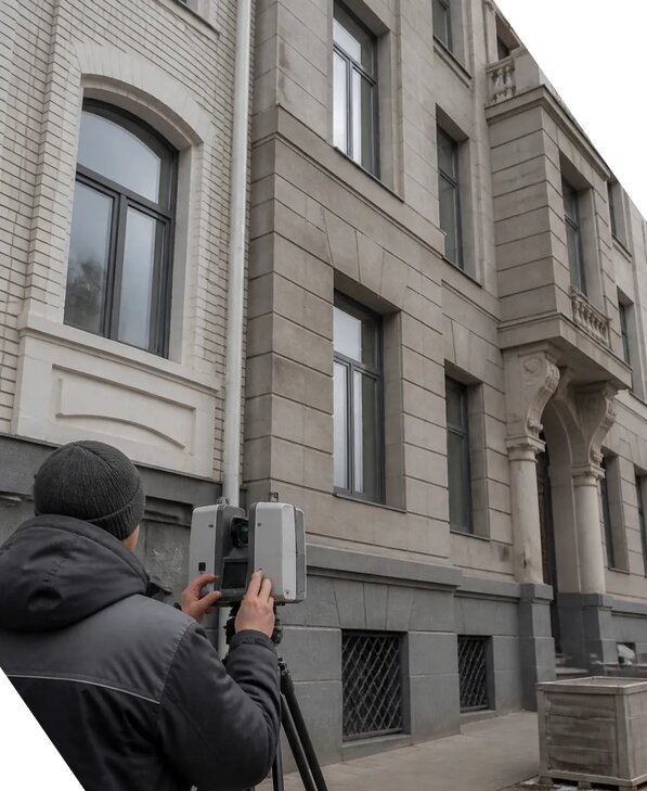 Лазерное сканирование фасадов зданий для обследования в Губахе